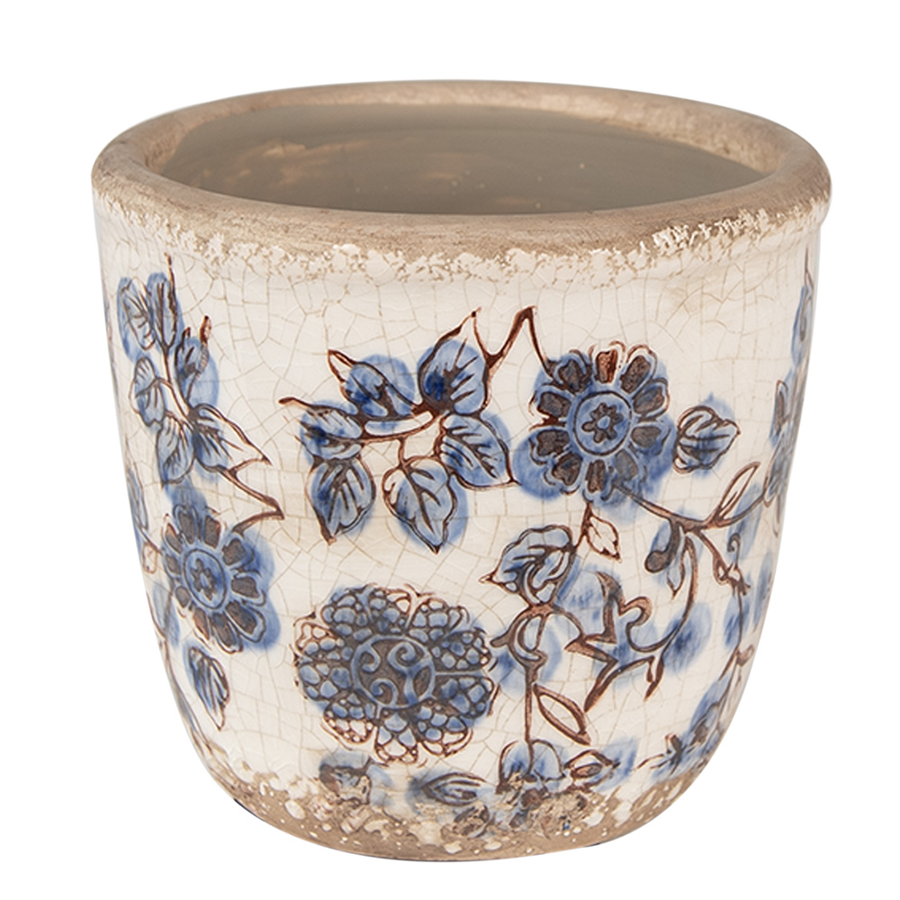 Clayre & Eef   | Bloempot Binnen Beige Blauw ø 13x12 cm | 6CE1619S