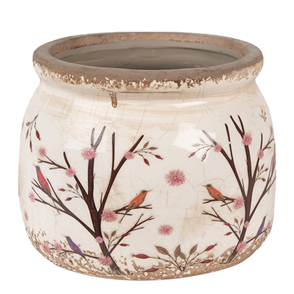 Clayre & Eef   | Bloempot Binnen Beige Bruin ø 12x10 cm | 6CE1642S