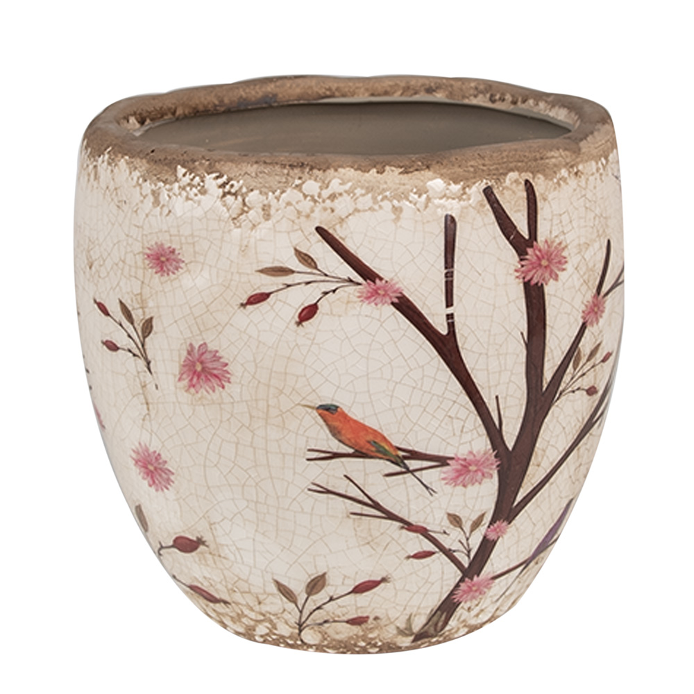 Clayre & Eef   | Bloempot Binnen Beige Bruin ø 14x14 cm | 6CE1645M