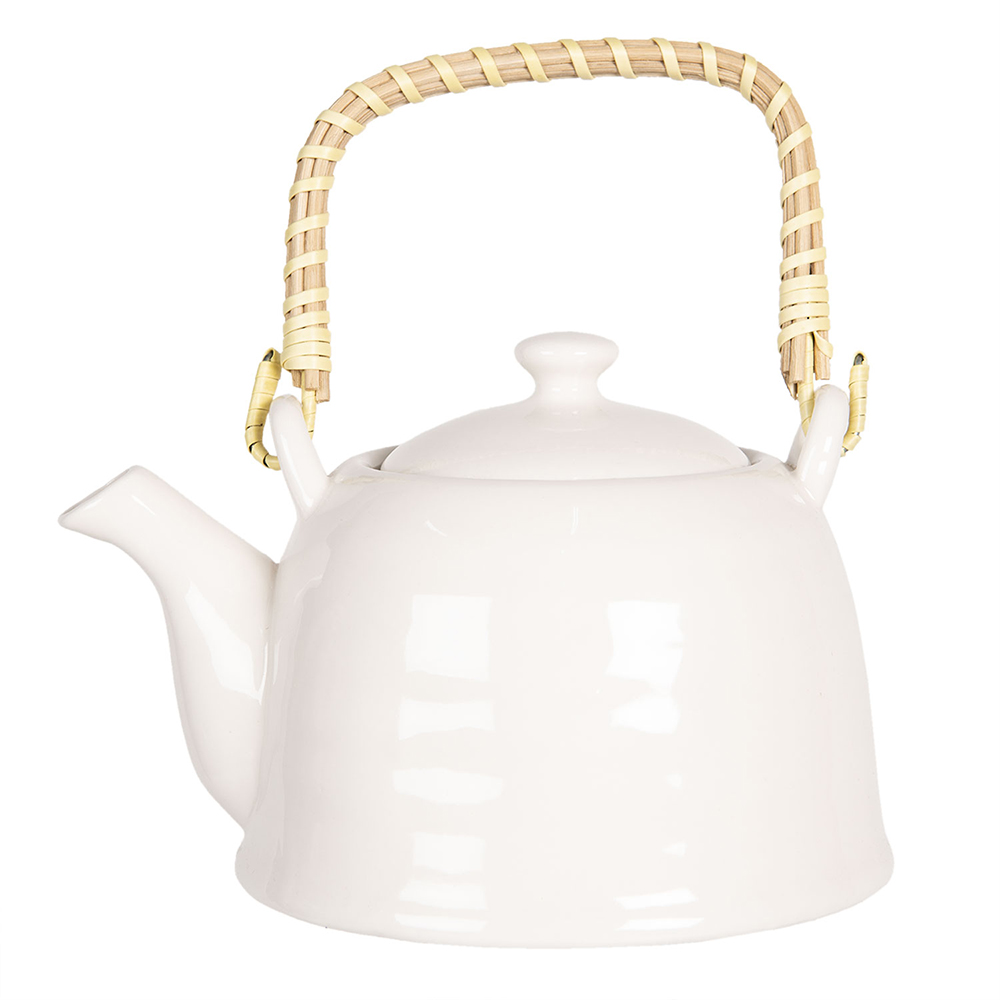 Clayre & Eef   | Theepot met Filter Wit 18x14x12 cm / 800 ml | 6CETE0088L
