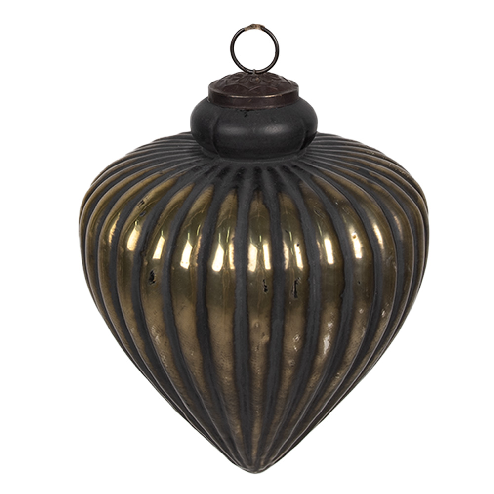 Clayre & Eef   | Kerstbal Zwart, Goudkleurig ø 7x8 cm | 6GL4312