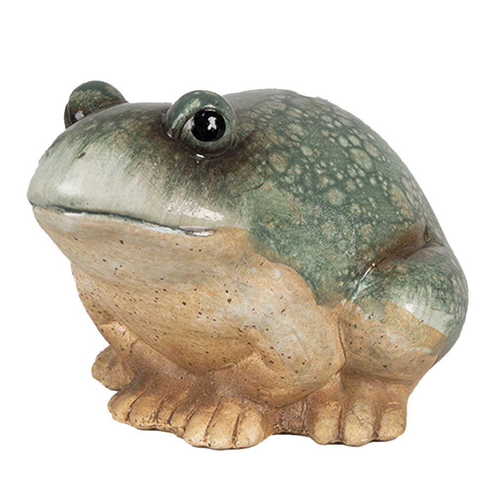 Clayre & Eef   | Decoratie Kikker Groen 13x12x9 cm | 6PR4124