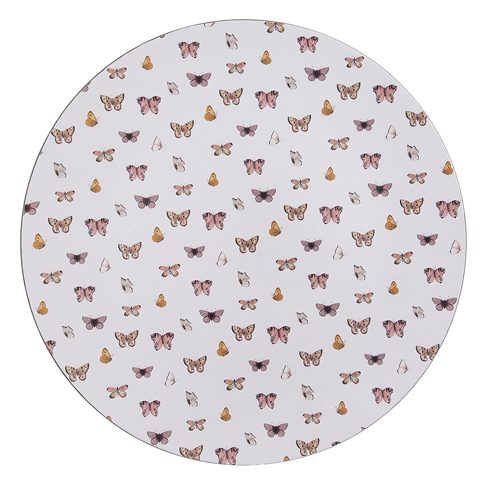 Clayre & Eef   | Onderbord Wit Roze ø 33x1 cm | BPD85