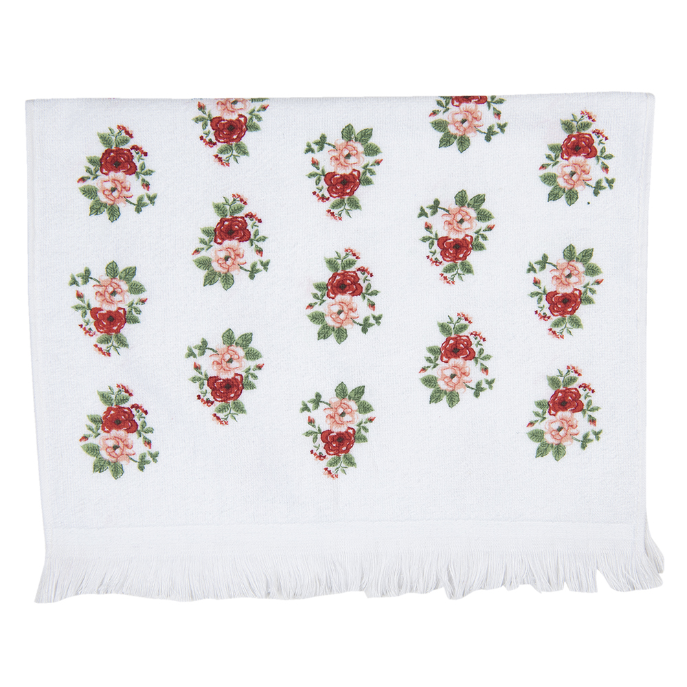 Clayre & Eef   | Gastendoekje Wit, Groen, Rood 40x66 cm | CT012