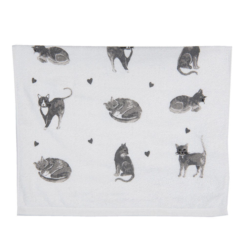 Clayre & Eef   | Gastendoekje Grijs, Wit 40x66 cm | CTCAK