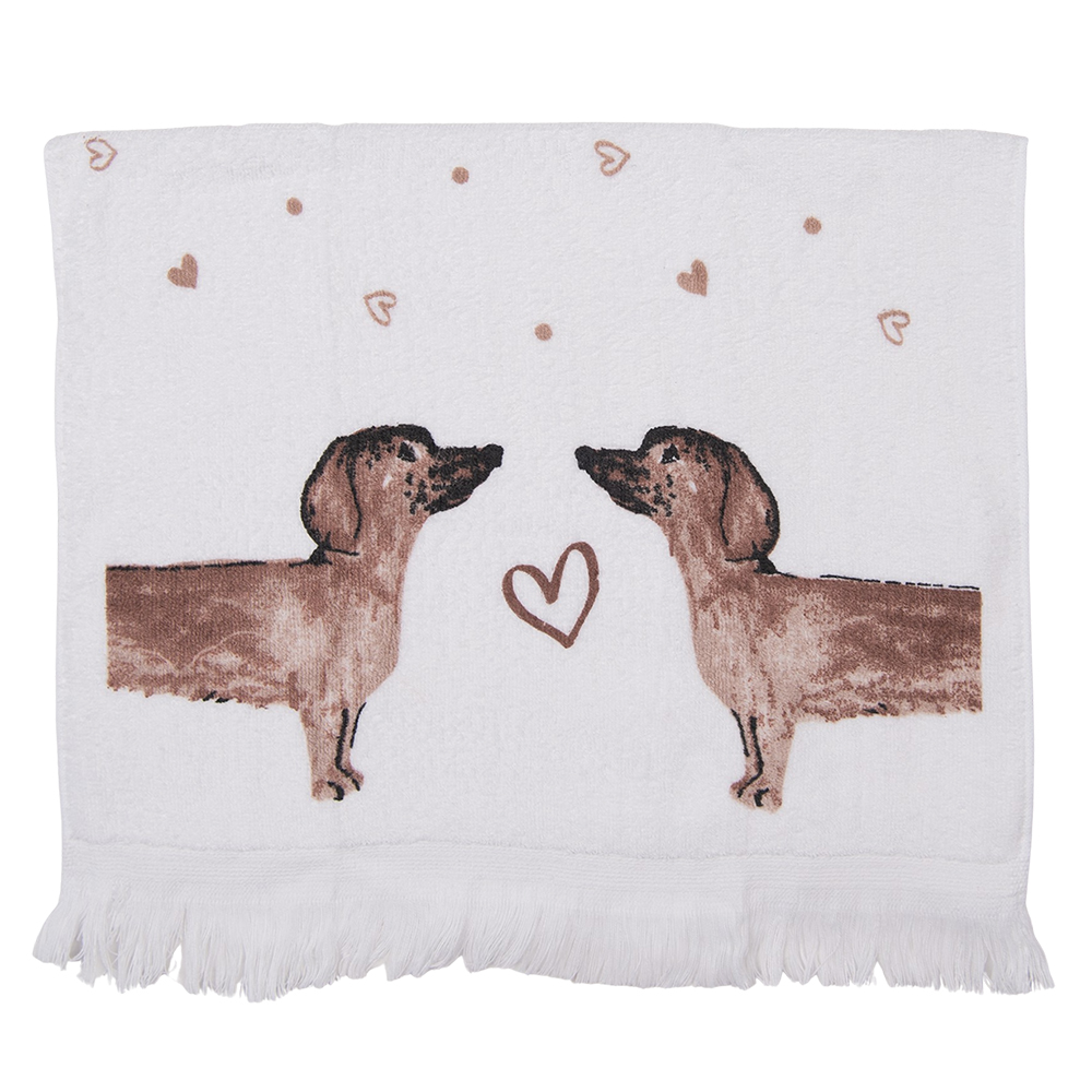 Clayre & Eef   | Gastendoekje Beige, Bruin 40x66 cm | CTDHL2