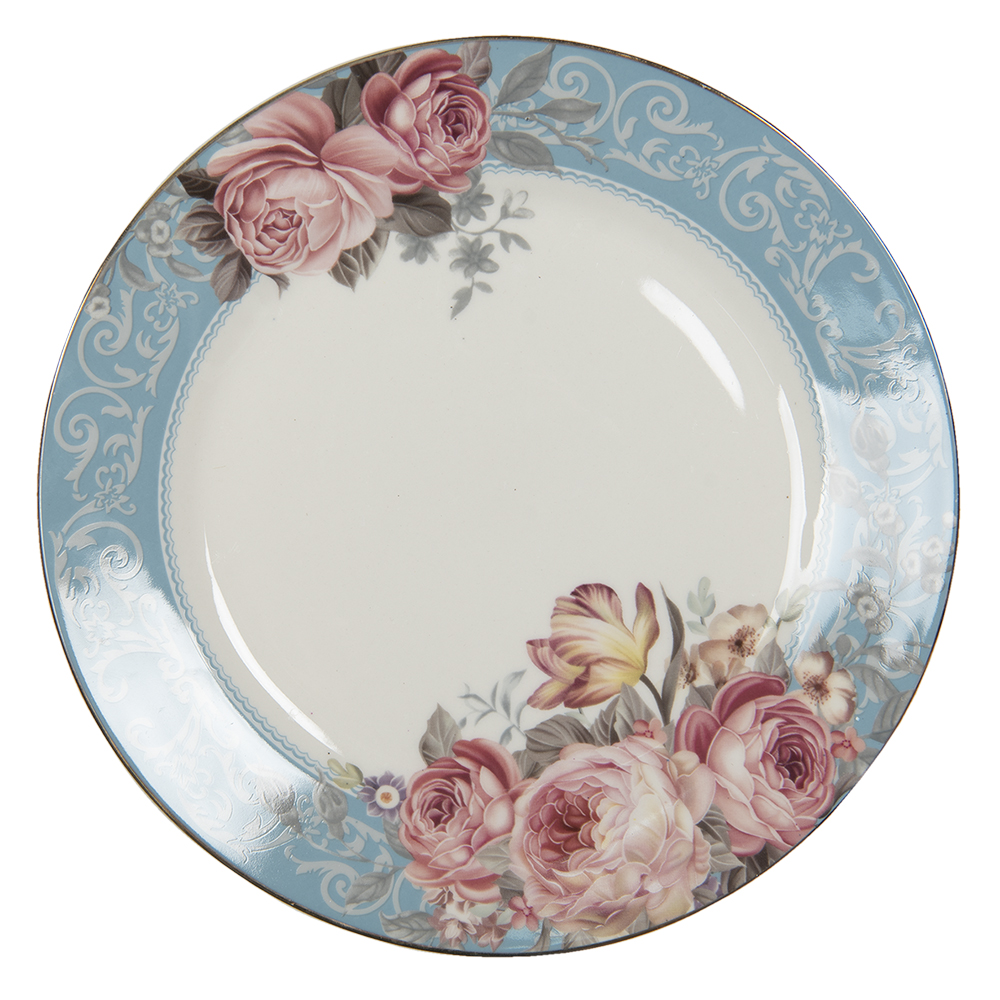 Clayre & Eef   | Servies Dinerbord Blauw, Wit ø 26x2 cm | PECFP