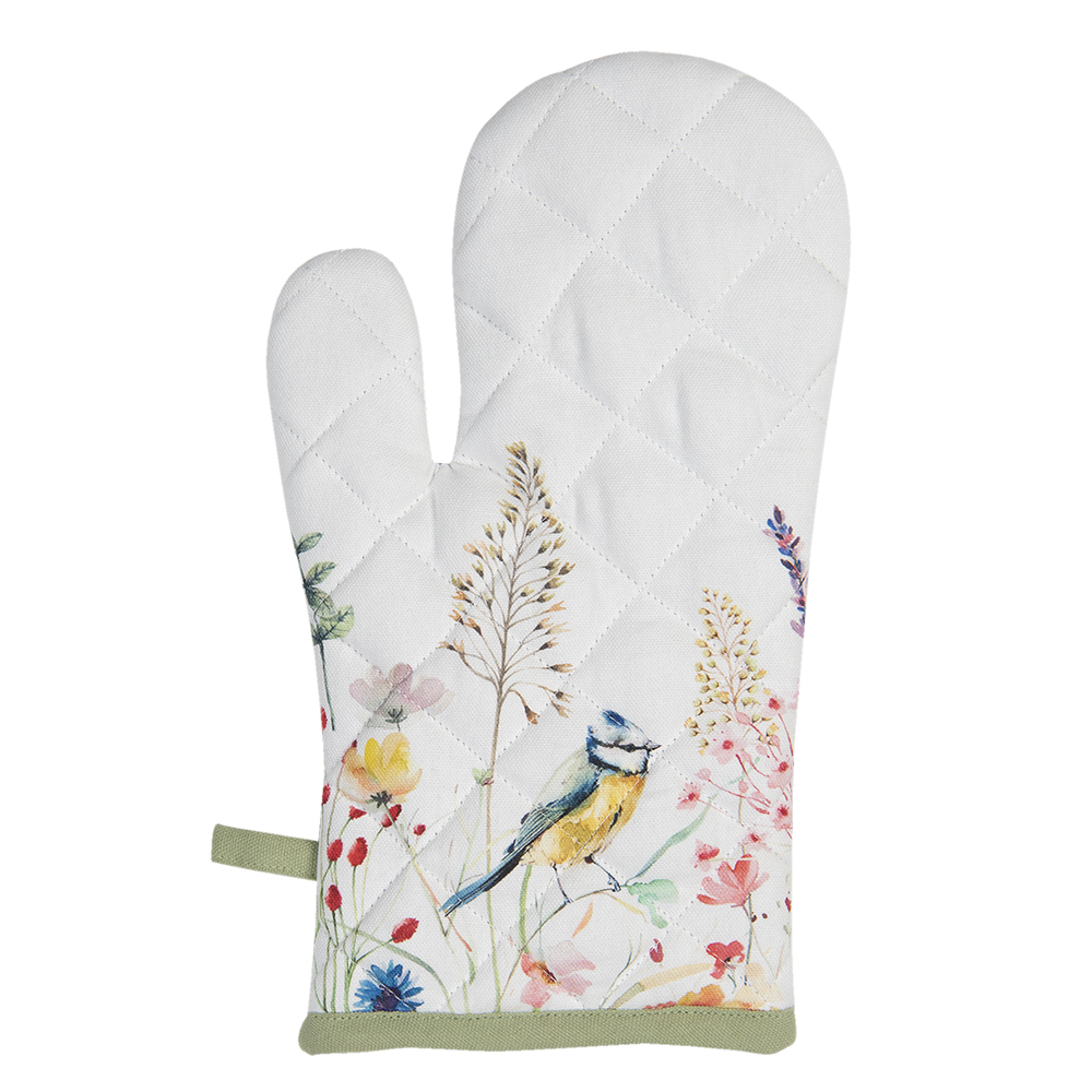 Clayre & Eef   | Ovenwant Wit, Groen 18x30 cm | SFL44