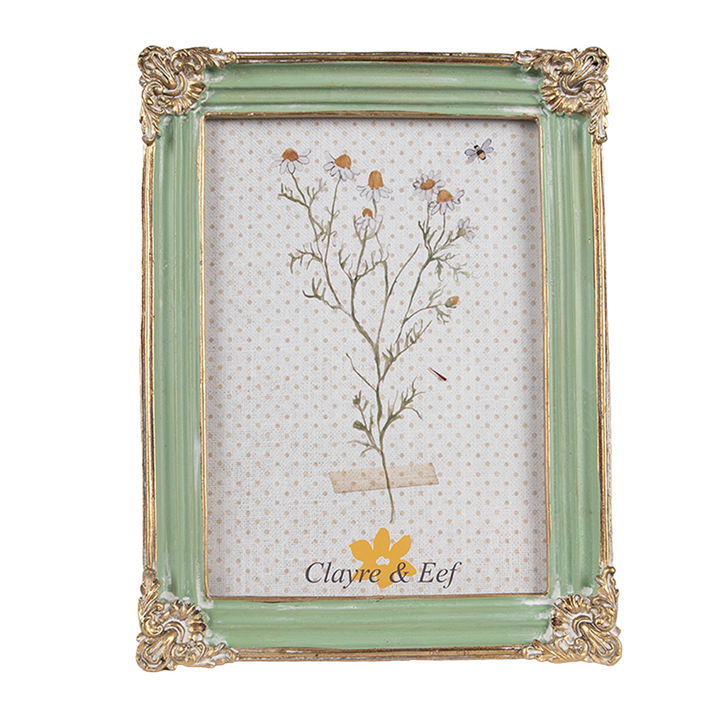 Clayre & Eef   | Fotolijst Groen Goudkleurig 16x2x21 cm / 13x18 cm | 2F1141
