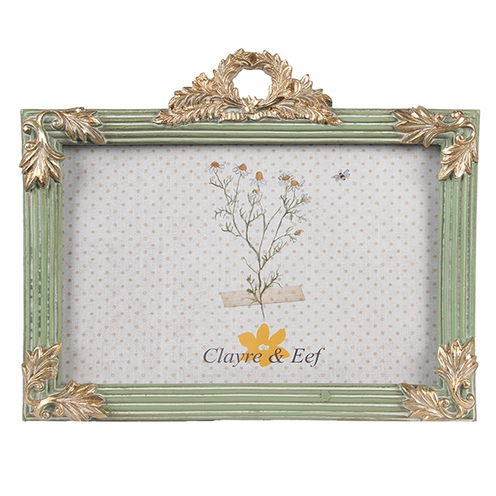 Clayre & Eef   | Fotolijst Groen Goudkleurig 17x2x14 cm / 10x15 cm | 2F1140