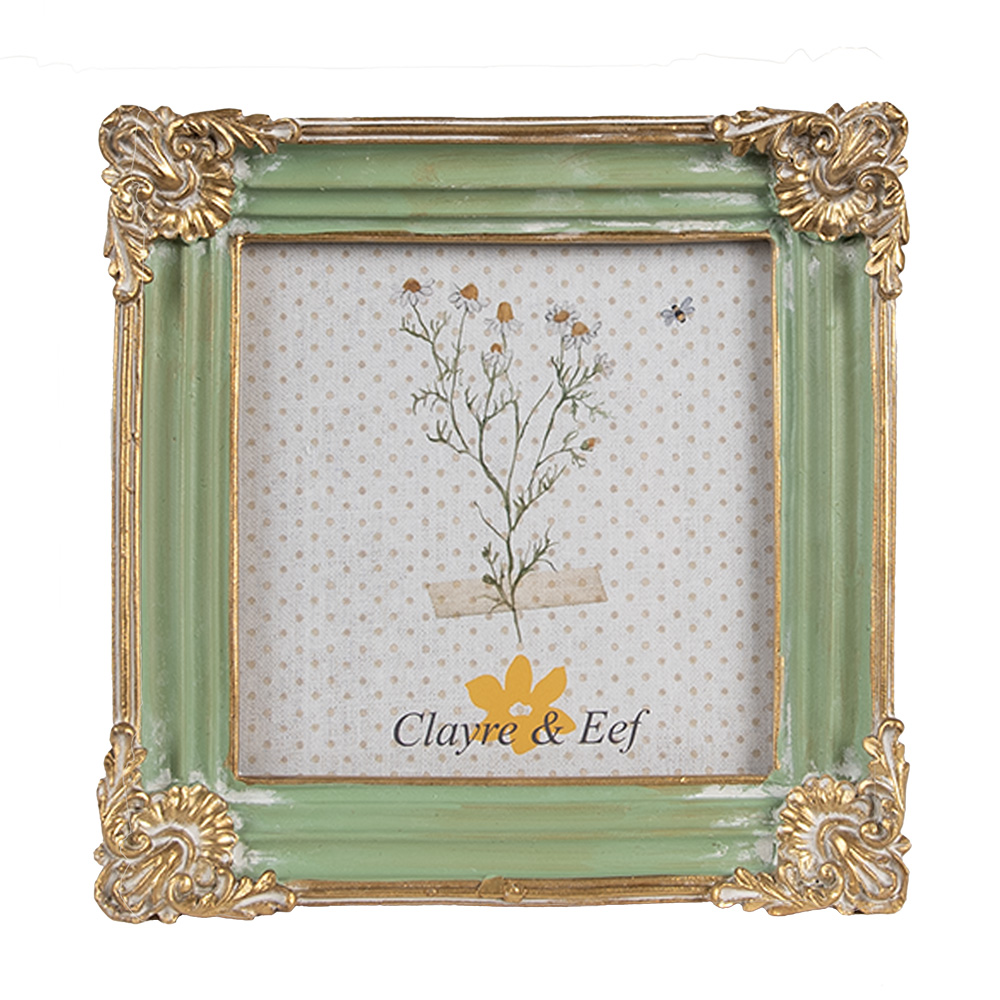 Clayre & Eef   | Fotolijst Groen Goudkleurig 13x2x13 cm / 10x10 cm | 2F1149