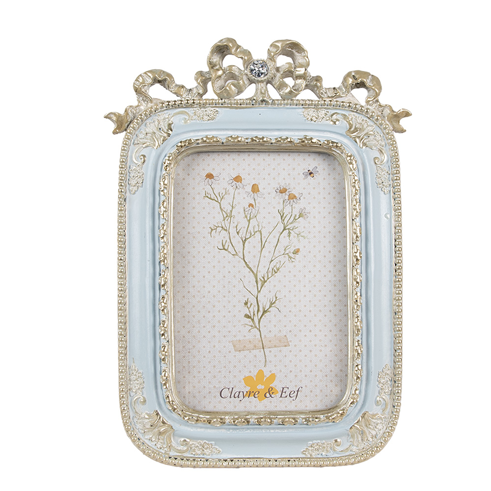 Clayre & Eef   | Fotolijst Blauw Zilverkleurig 17x2x24 cm / 10x15 cm | 2F1119