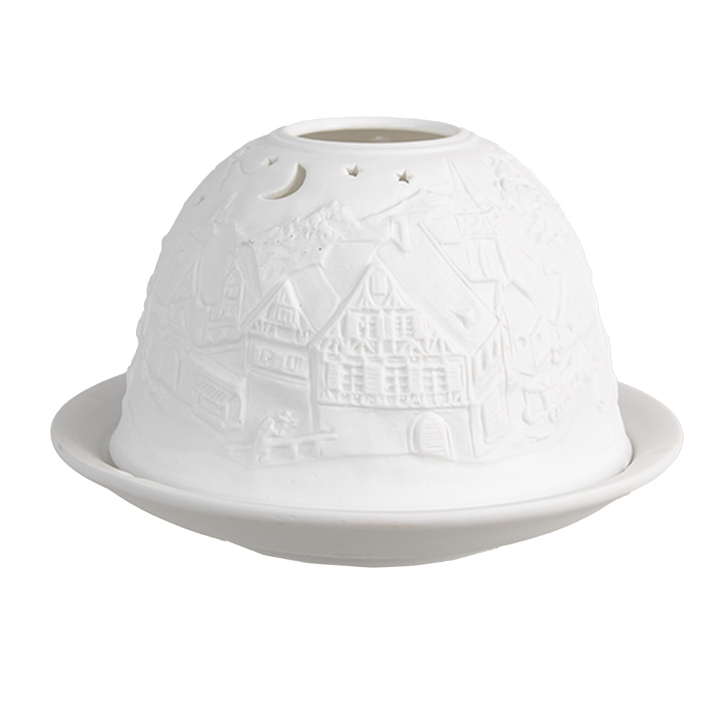 Clayre & Eef   | Theelichthouder Wit ø 12x8 cm | 6CE1823