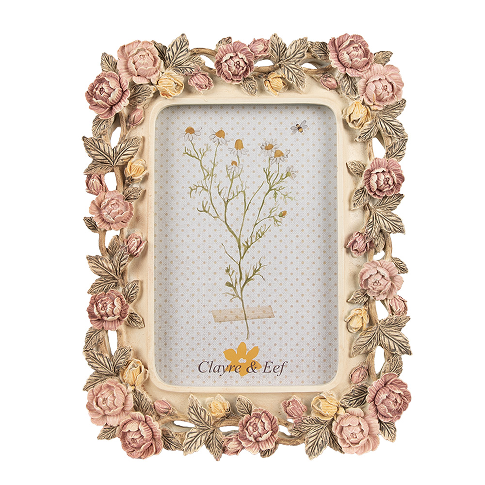Clayre & Eef   | Fotolijst Roze Beige 17x2x21 cm / 10x15 cm | 2F1134
