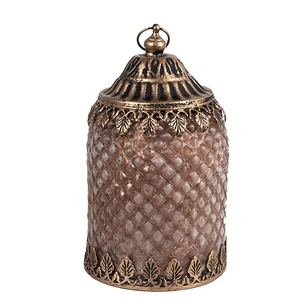 Clayre & Eef   | Decoratie met LED Bruin ø 10x16 cm / 2xAAA | 6GL4600