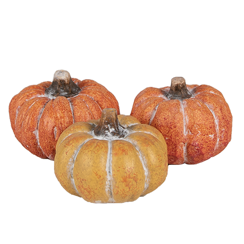 Clayre & Eef   | Decoratie Pompoen (set van 3) Oranje 18x7x4 cm | 6CE1781