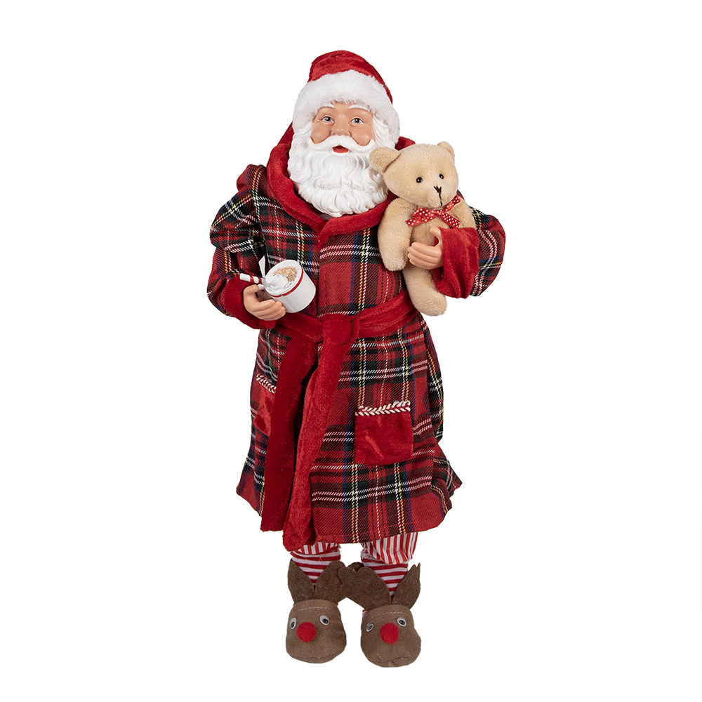 Clayre & Eef   | Kerstdecoratie Kerstman Rood Wit 27x13x50 cm | 65627