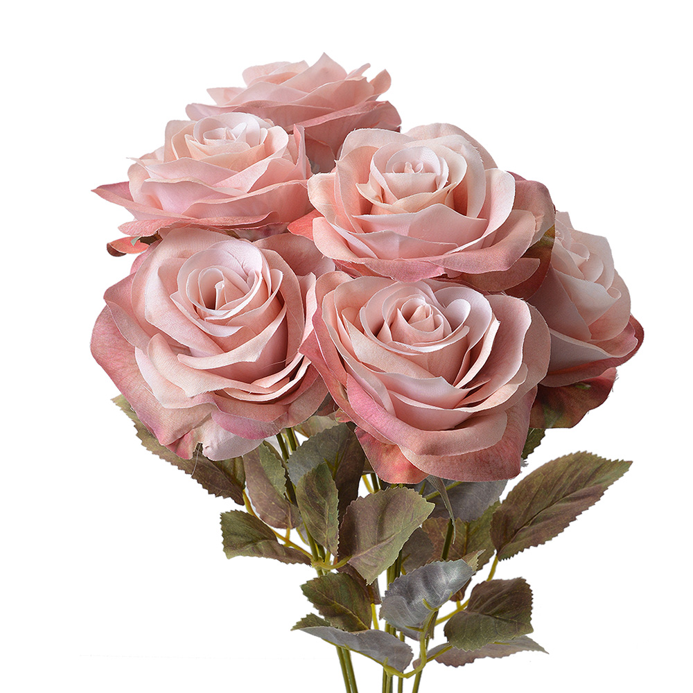 Clayre & Eef   | Kunstbloem Rozen Roze Groen 16x16x47 cm | 6PL0309