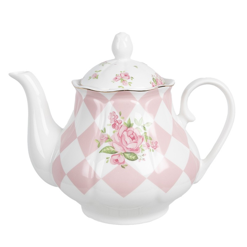 Clayre & Eef   | Theepot Roze 20x14x17 cm / 1000 ml | SWRTE