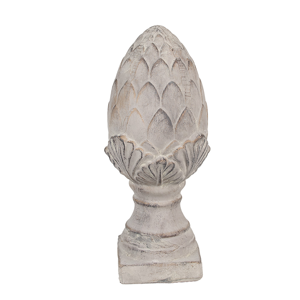 Clayre & Eef   | Decoratie Beeld Dennenappel Grijs ø 14x33 cm | 6TE0545M