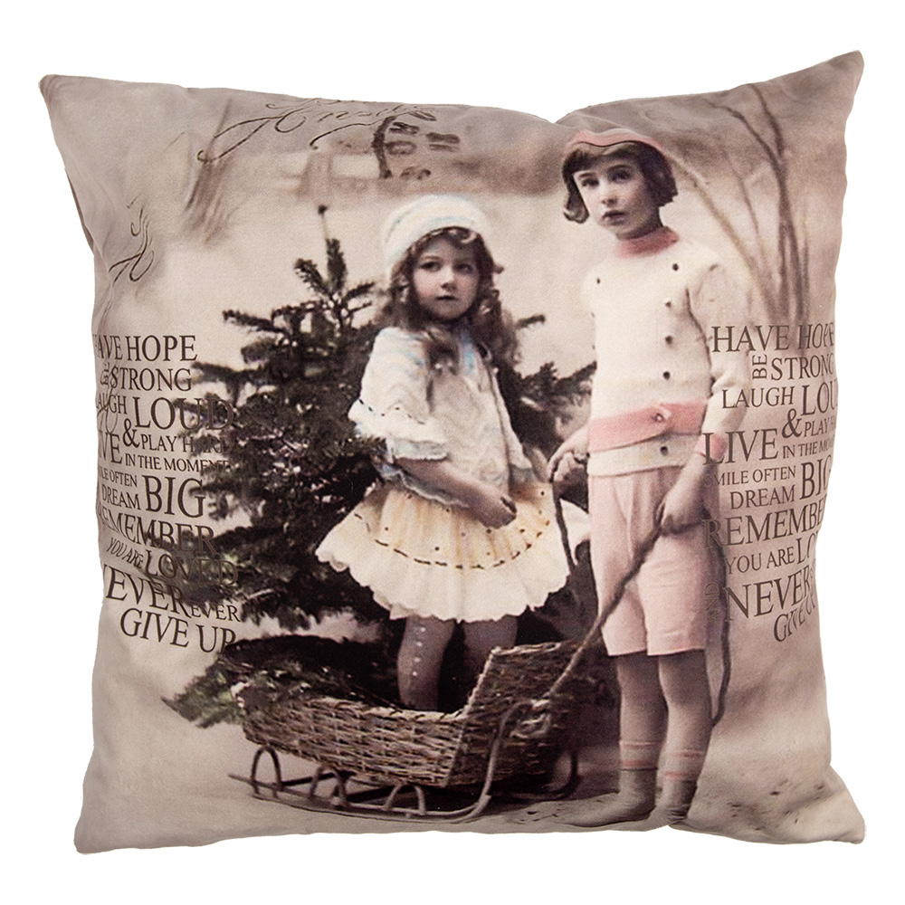 Clayre & Eef   | Kussenhoes Beige Bruin 45x45 cm | KT021.372