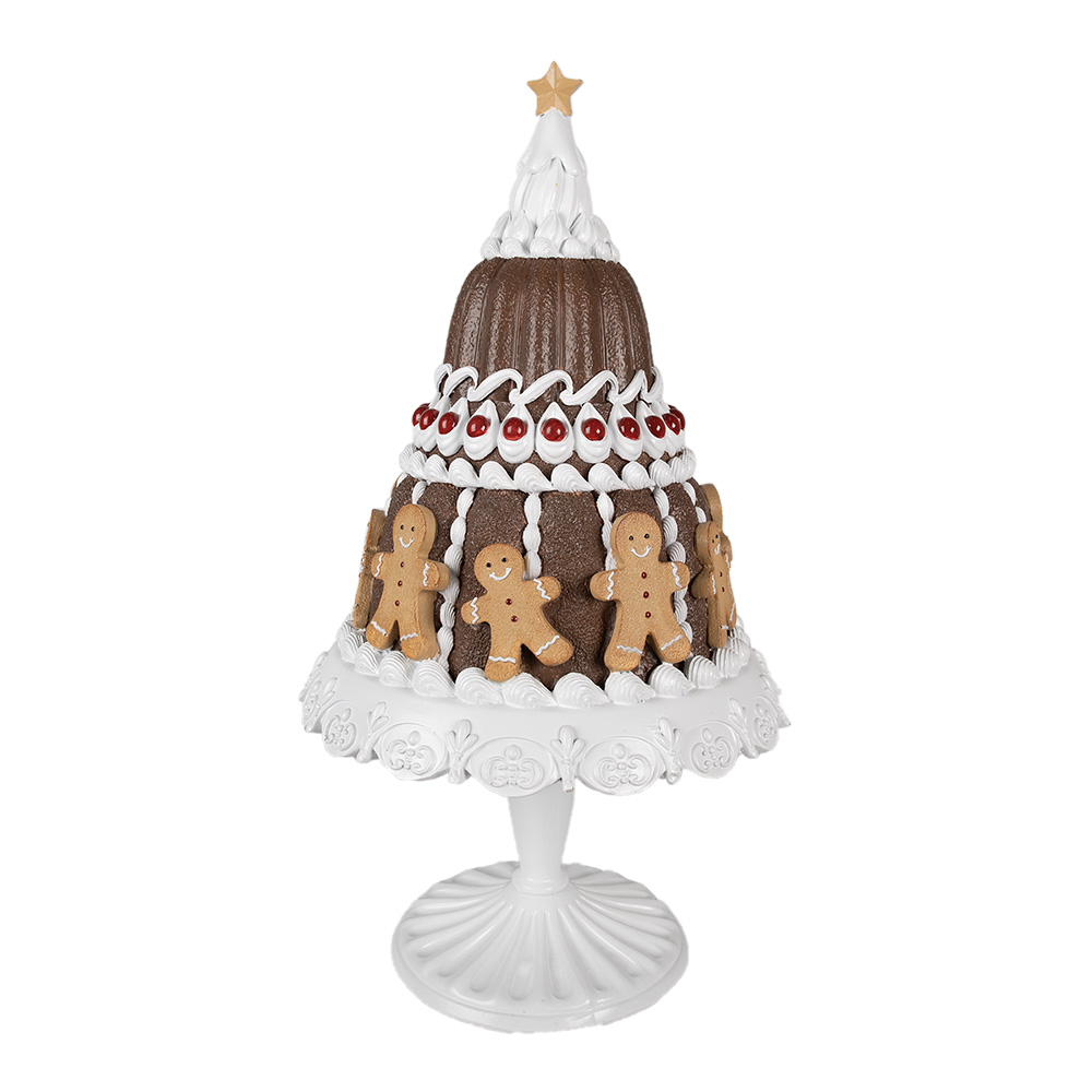 Clayre & Eef   | Decoratie taart Bruin Wit ø 29x52 cm | 6PR4247