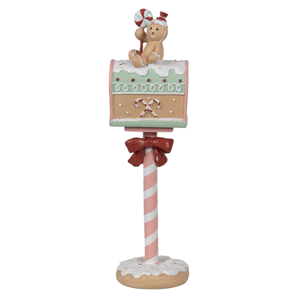 Clayre & Eef   | Kerstdecoratie Brievenbus Roze Bruin 11x10x36 cm | 6PR4265