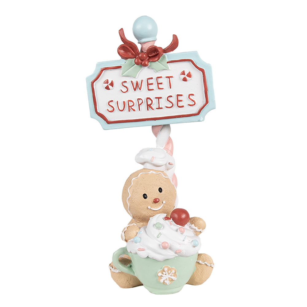 Clayre & Eef   | Decoratie Peperkoekpop Beige Groen 13x10x25 cm | 6PR4269