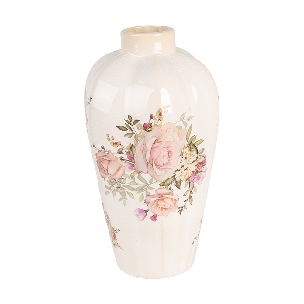 Clayre & Eef   | Vaas Beige Roze ø 17x30 cm | 6CE1963S