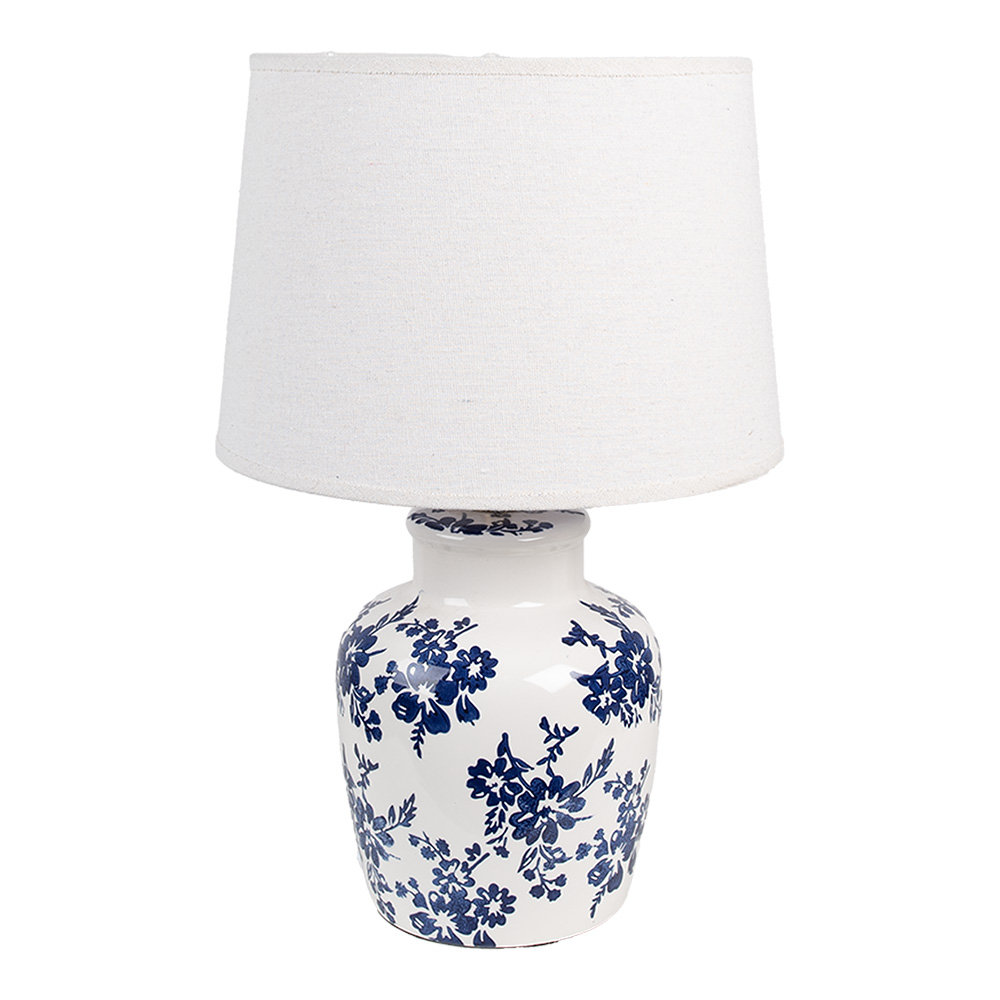 Clayre & Eef   | Tafellamp Wit Blauw ø 28x44 cm E27/max 1x60W | 6LMC0095