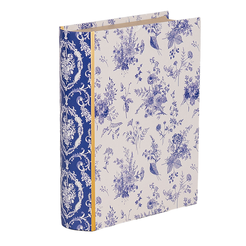 Clayre & Eef   | Doos in boekvorm Wit Blauw 17x14x5 cm | 66014