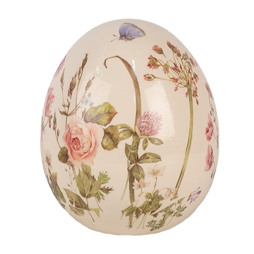 Clayre & Eef   | Decoratie Ei Beige Roze ø 14x16 cm | 6CE1918L