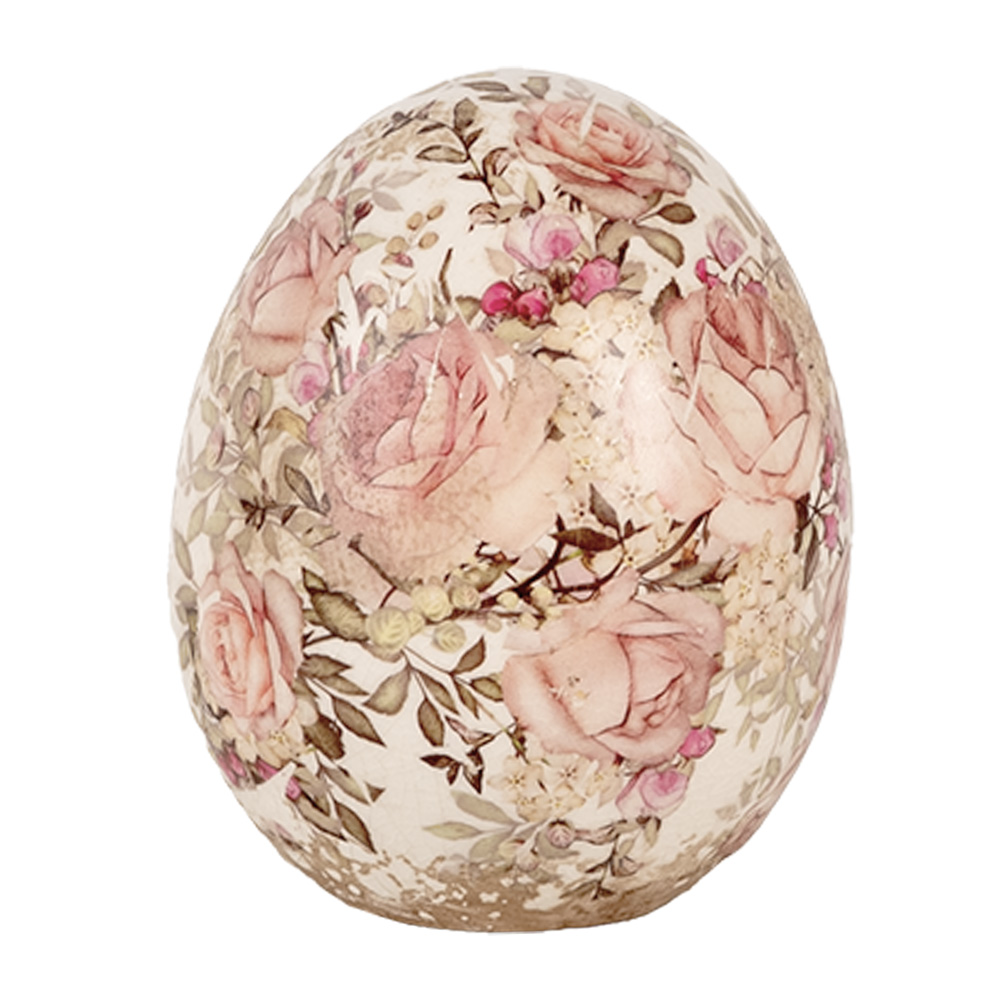 Clayre & Eef   | Decoratie Ei Beige Roze ø 10x12 cm | 6CE1920M