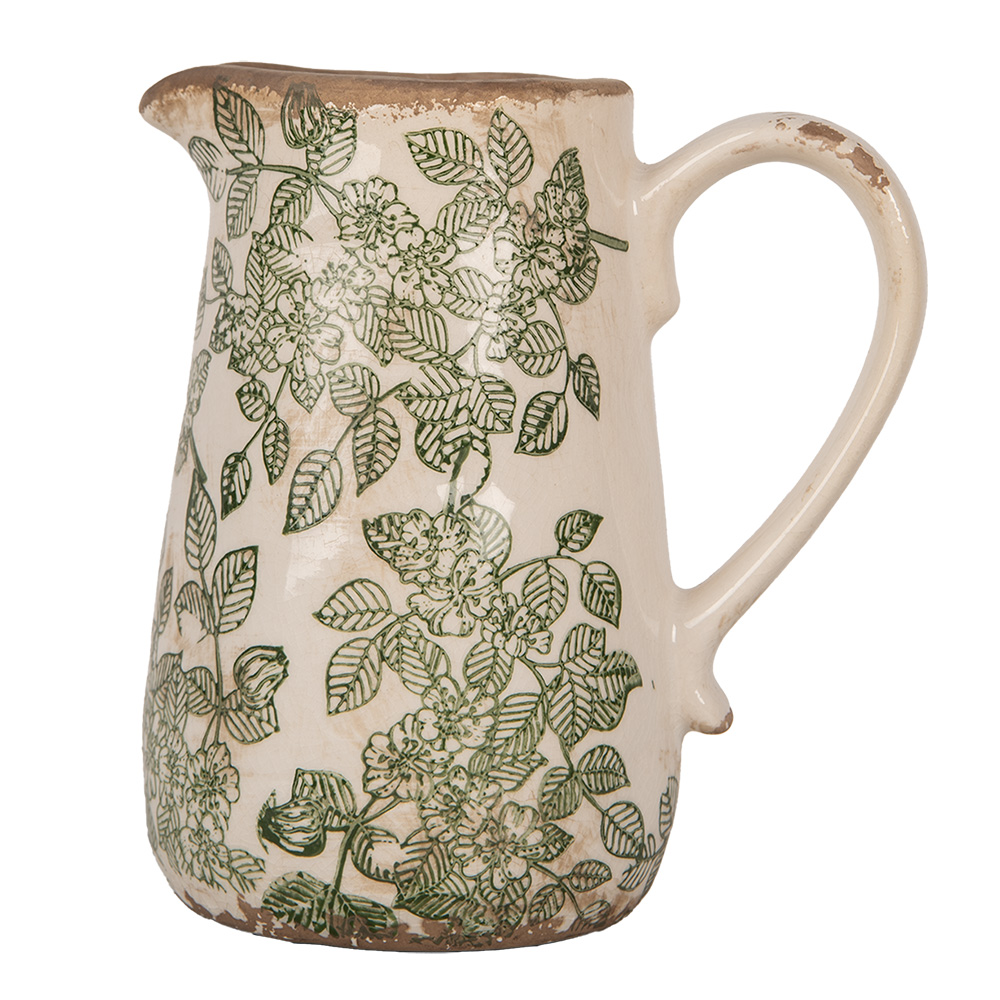 Clayre & Eef   | Decoratieve Schenkkan Beige Groen 16x12x18 cm | 6CE1977M
