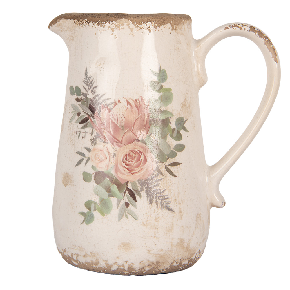 Clayre & Eef   | Decoratieve Schenkkan Beige Roze 17x12x18 cm | 6CE1979M