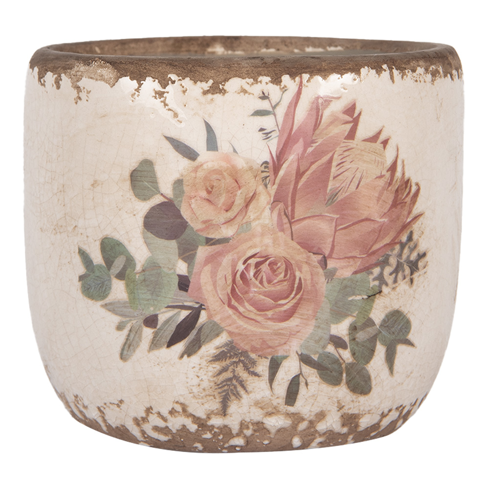 Clayre & Eef   | Bloempot Binnen Beige Roze ø 11x10 cm | 6CE1981S