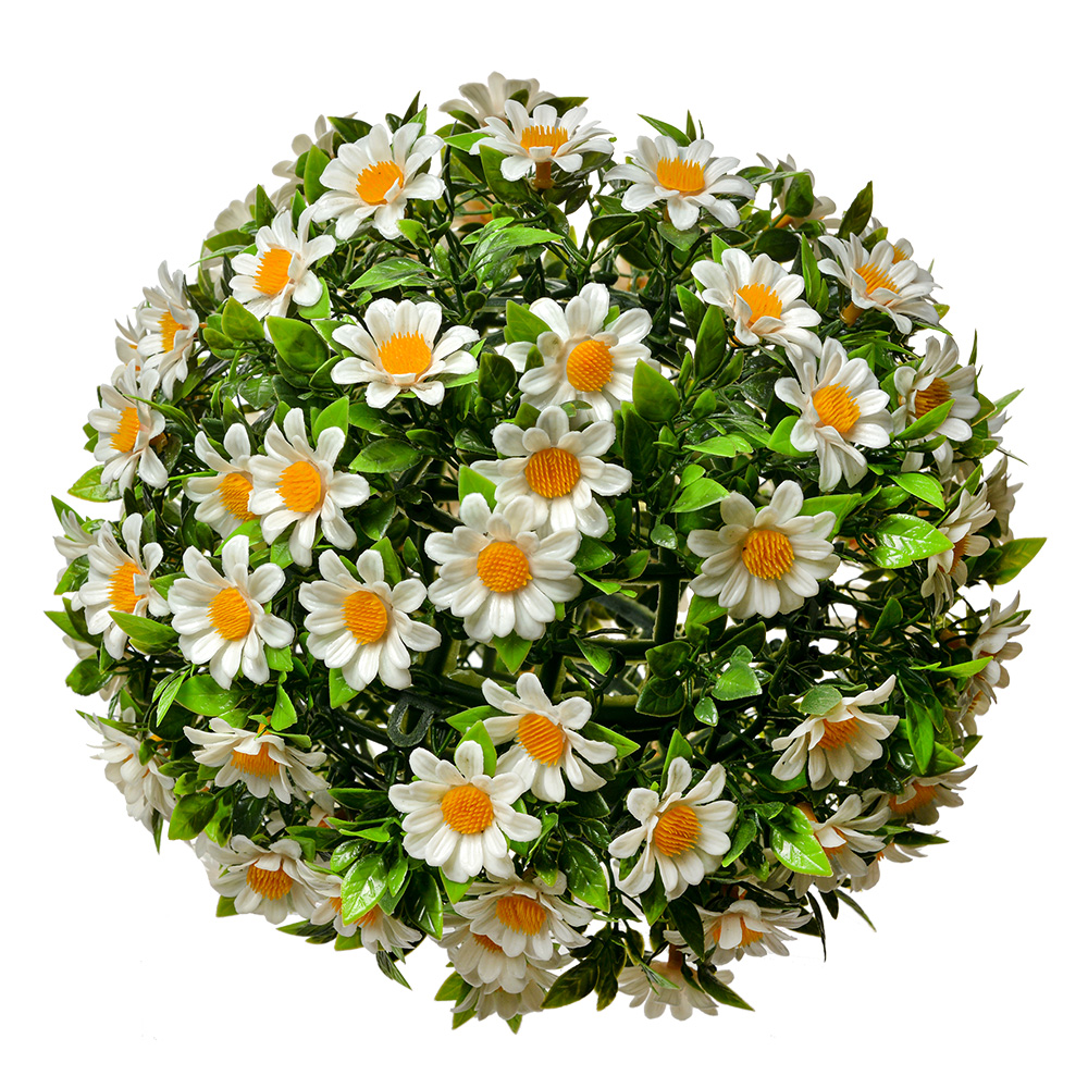 Clayre & Eef   | Decoratie bol kunstbloem Margriet Wit Groen ø 22 cm | 6PL0324M