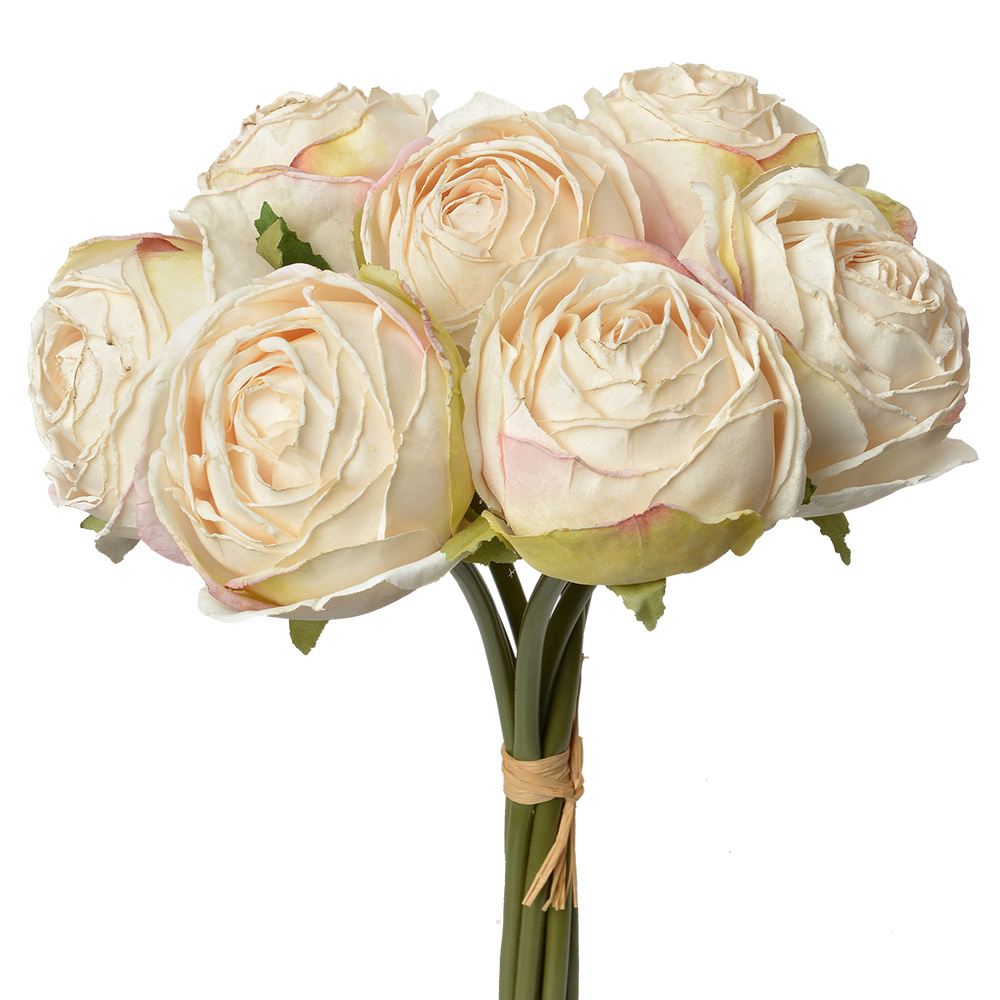 Clayre & Eef   | Kunstbloem bos van 7 rozen Wit 16x14x34 cm | 6PL0336W