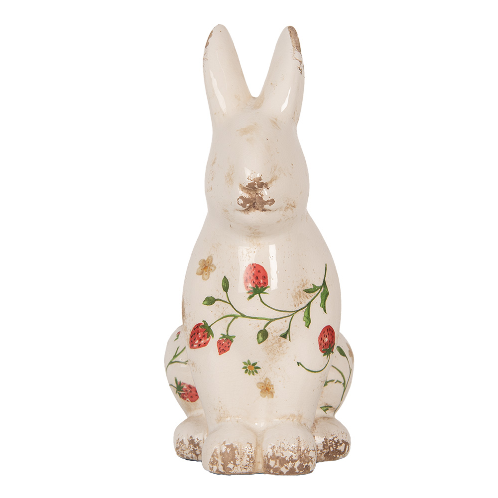 Clayre & Eef   | Decoratie Beeld Konijn Beige Rood 16x12x28 cm | 6CE1960L