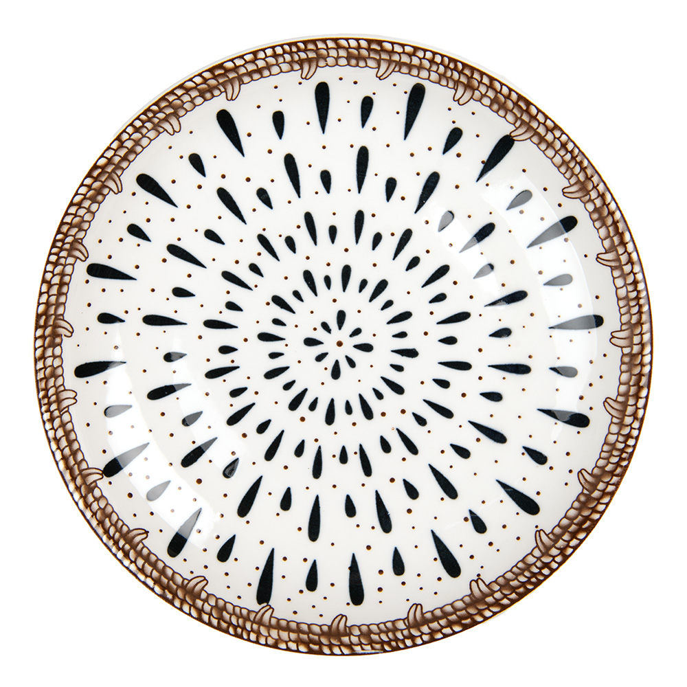 Clayre & Eef   | Servies Ontbijtbord Wit Bruin ø 21x3 cm | 6CEDP0167