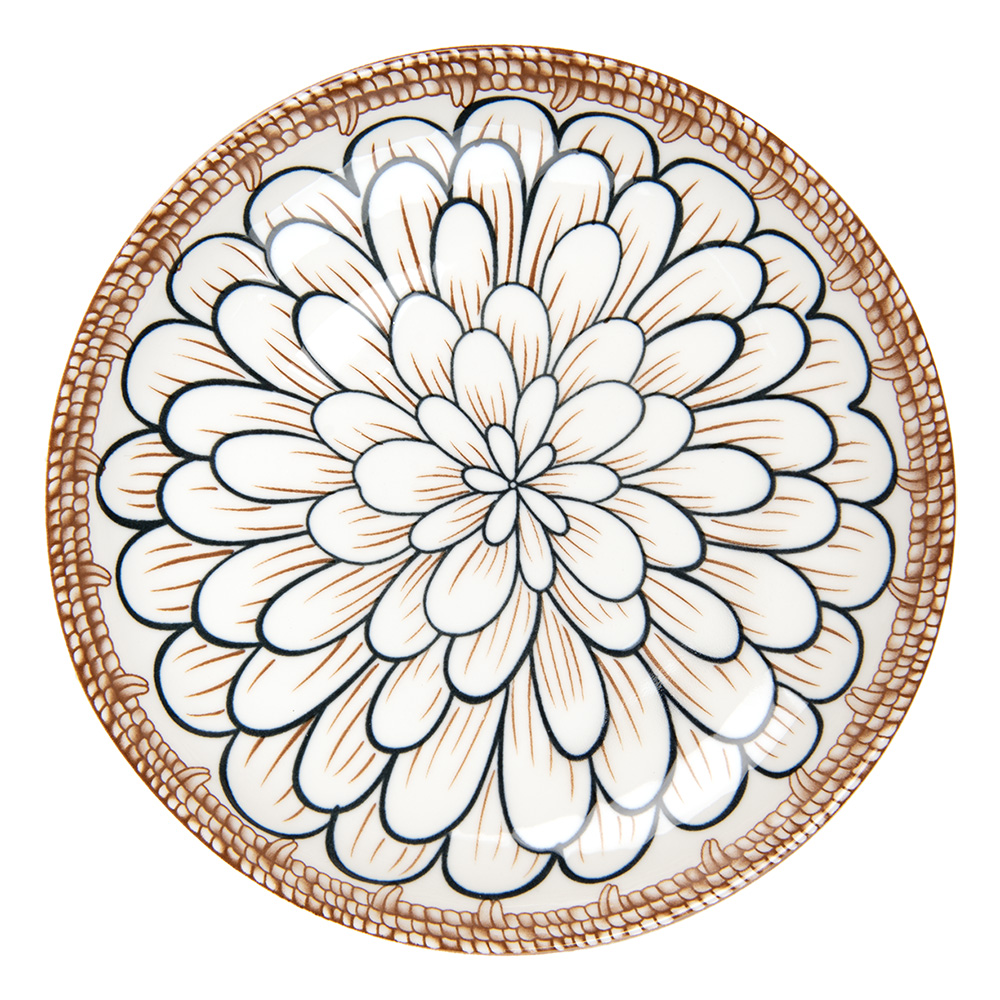 Clayre & Eef   | Servies Ontbijtbord Wit Bruin ø 21x3 cm | 6CEDP0169