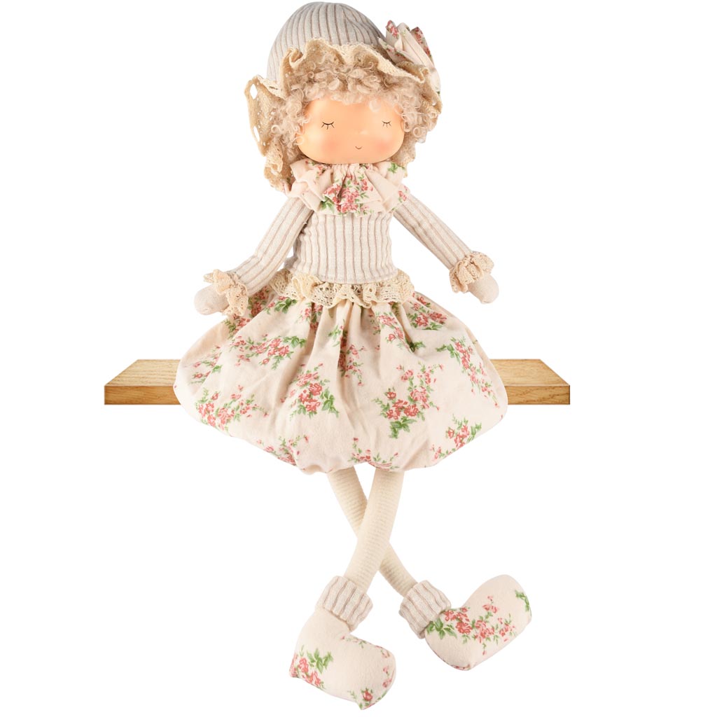 Dekoratief | Pop 'Holly Hobby' zittend, resina/stof, 21x16x51cm | A250806