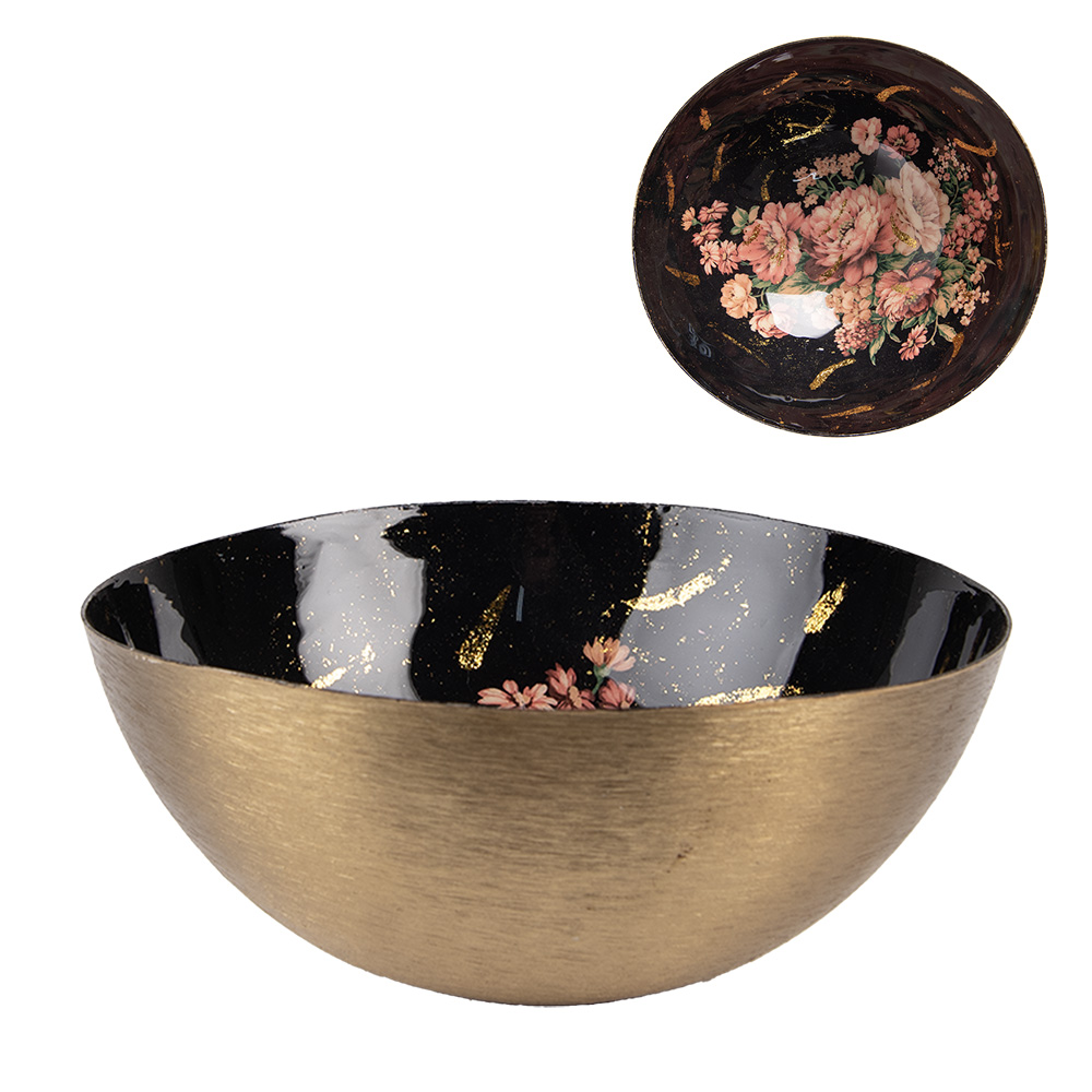 Clayre & Eef   | Serveerschaal Goudkleurig Zwart 21x20x8 cm | 65897