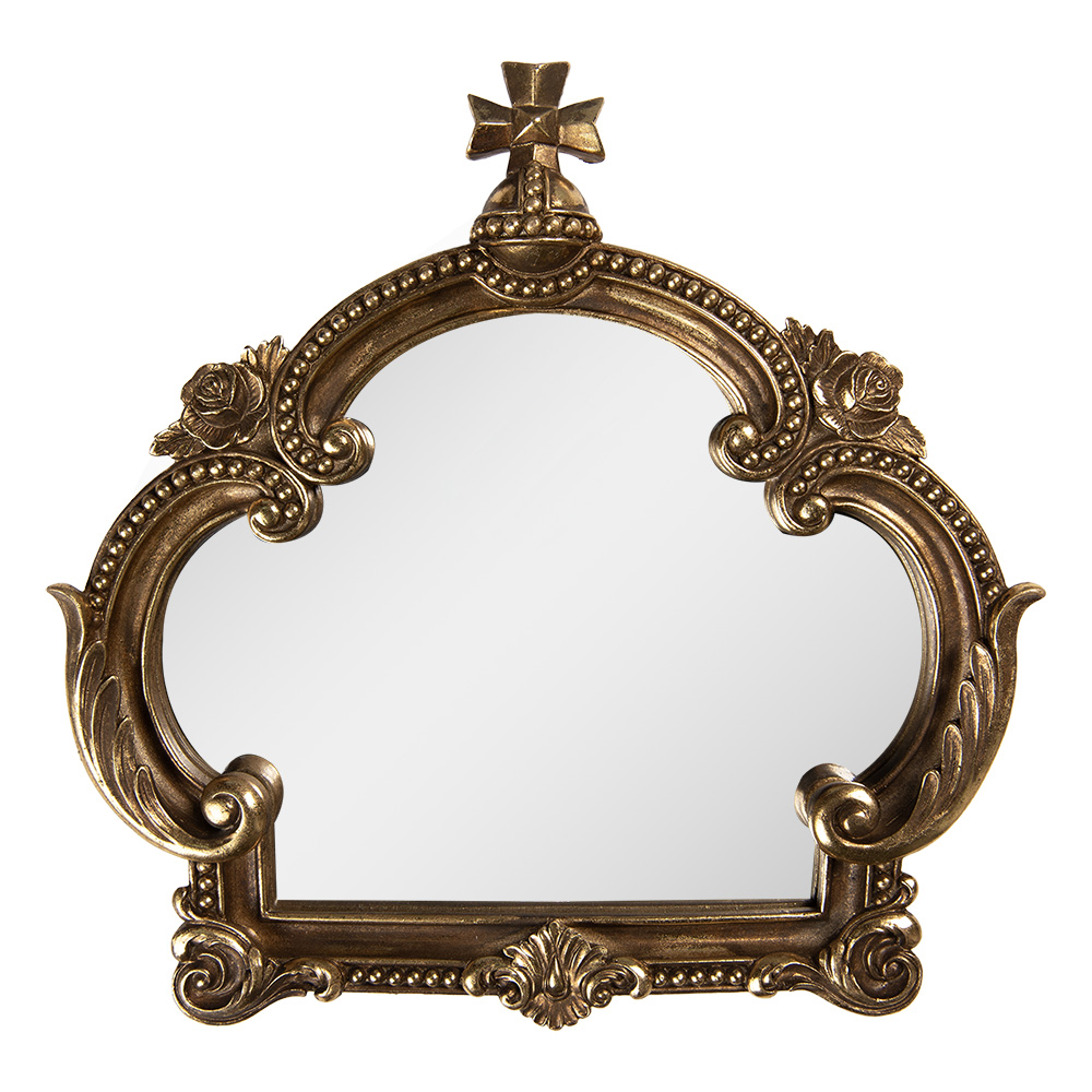 Clayre & Eef   | Decoratie Staande Spiegel Goudkleurig 30x3x30 cm | 62S320