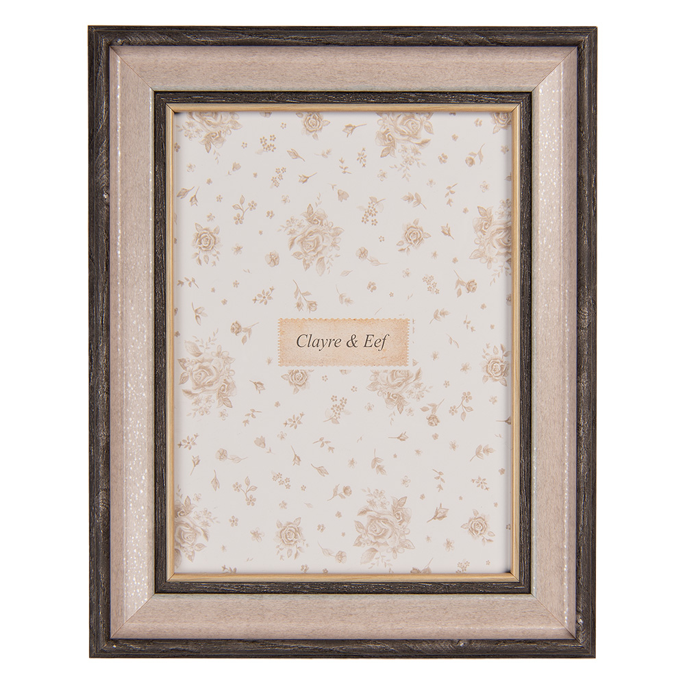 Clayre & Eef   | Fotolijst Bruin Beige 21x2x26 cm / 15x20 cm | 2F1238L
