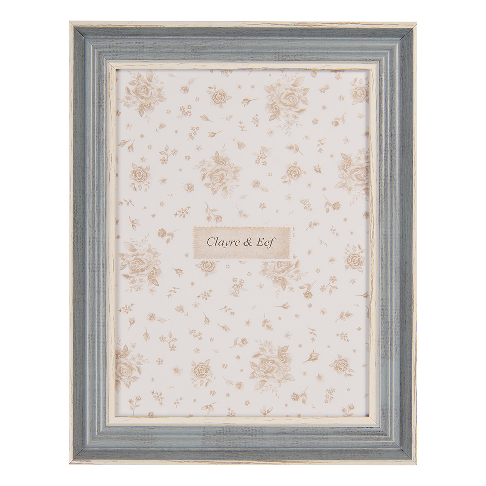 Clayre & Eef   | Fotolijst Blauw Wit 19x2x24 cm / 15x20 cm | 2F1260L