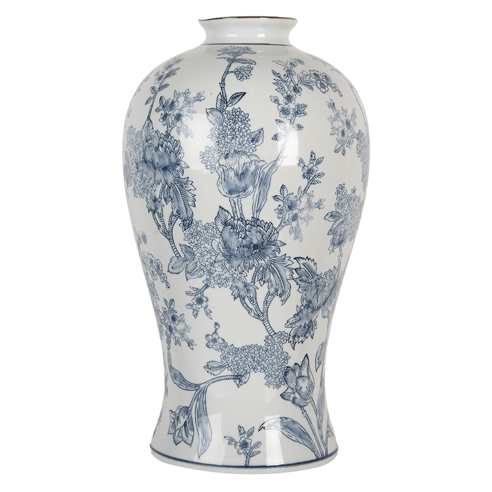 Clayre & Eef   | Vaas Wit Blauw ø 23x42 cm | 6CE2073