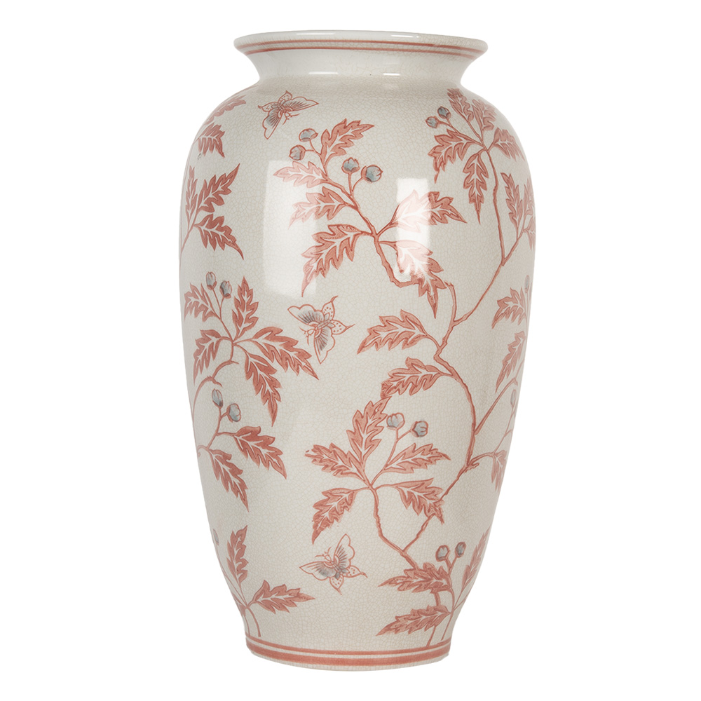 Clayre & Eef   | Vaas Beige Rood ø 23x42 cm | 6CE2081
