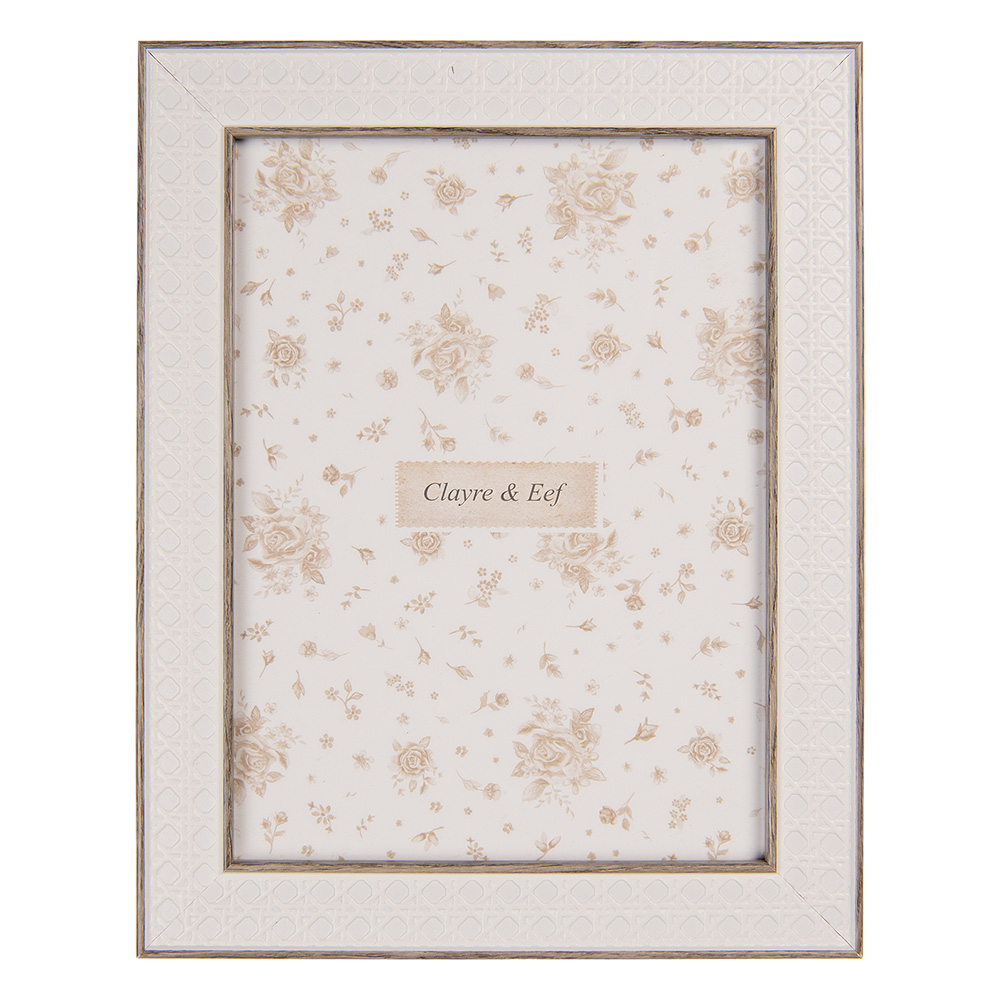 Clayre & Eef   | Fotolijst Wit Bruin 19x2x24 cm / 15x20 cm | 2F1265L