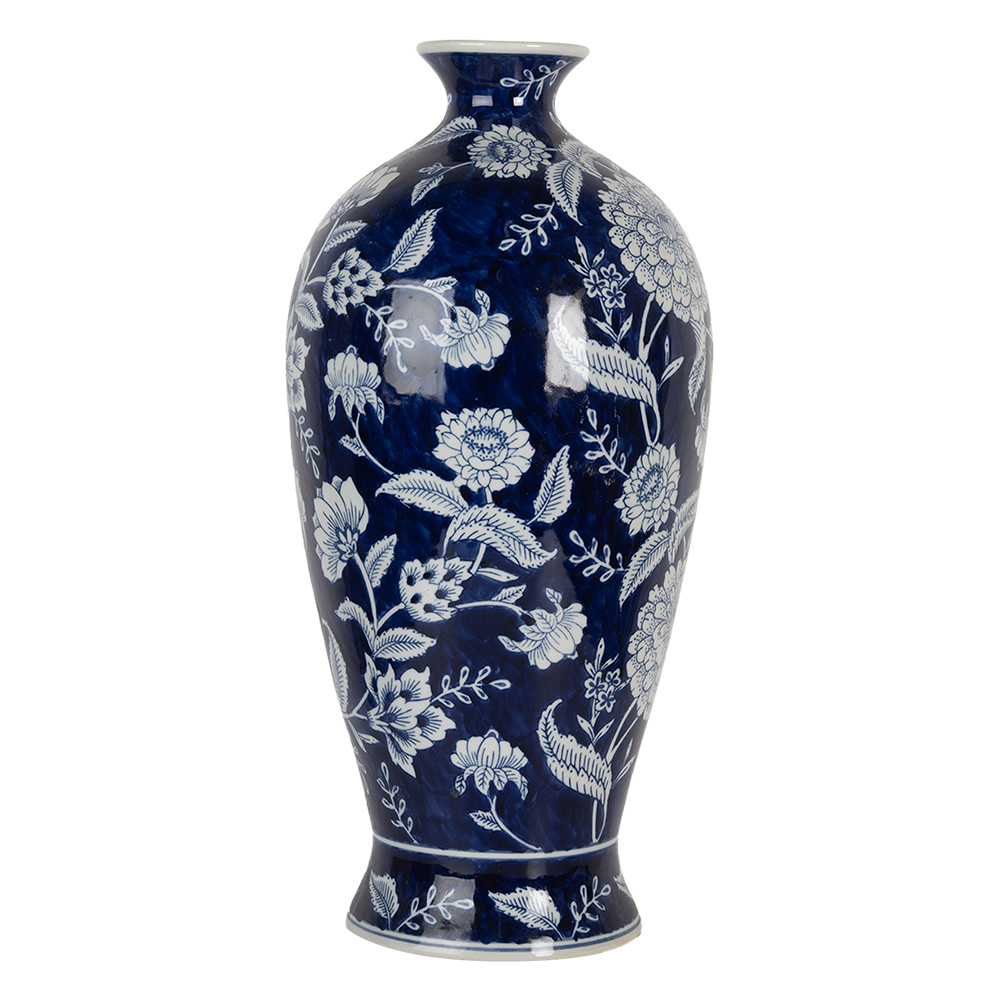 Clayre & Eef   | Vaas Blauw Wit ø 21x42 cm | 6CE2087